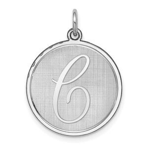 Sterling Silver, Makayla Collection, 20mm Disc Initial C Pendant